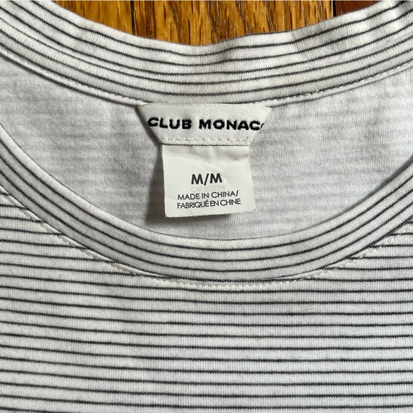 Club Monaco Stripe Open Shoulder Tie Blouse - M - Picture 6 of 7